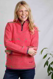 Beye Eco 1/4 Zip Grid Fleece Barberry Red Marl