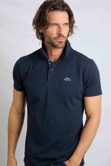 Miles Organic Pique Polo Navy