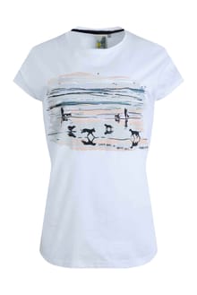 Beach Strolls  Organic Long Sleeve Graphic T-Shirt White