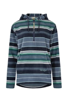 Lana 1/2 Zip Stripe Microfleece Hoodie Navy