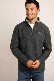 Newark Eco 1/4 Zip Grid Fleece Washed Black