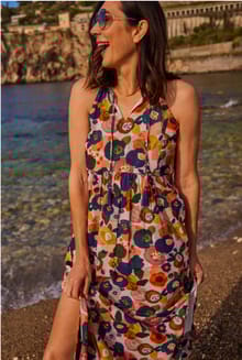 Parma Organic Cheesecloth Printed Maxi Dress Blush