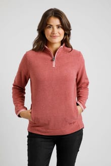 Georgina Eco 1/4 Zip Textured Fleece Rosewood