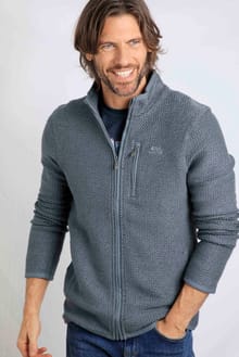 Transom Full Zip Eco Macaroni Sweatshirt Dusty Blue
