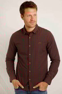 Lando Long Sleeve Check Shirt Burnt Henna