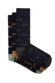 Ronan Eco Bones Sock 3 Pack Navy