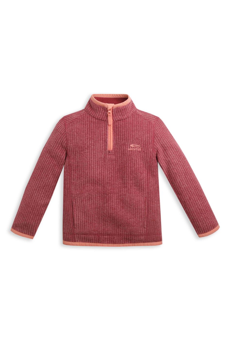 Archie Unisex Kids Eco 1/4 Zip Grid Fleece Rich Red