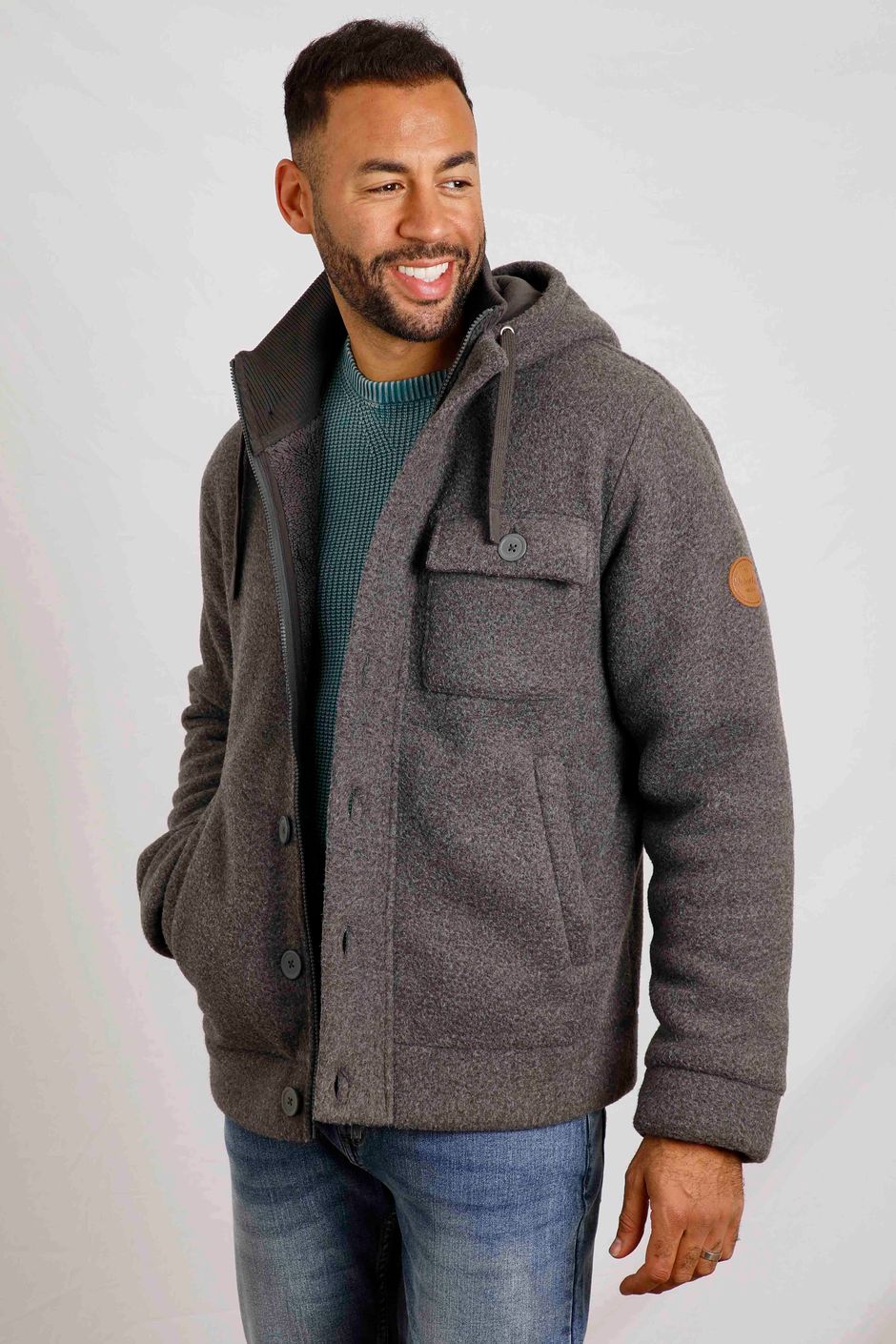 Fairfield Eco Button Placket Twisted Fleece  Dark Grey