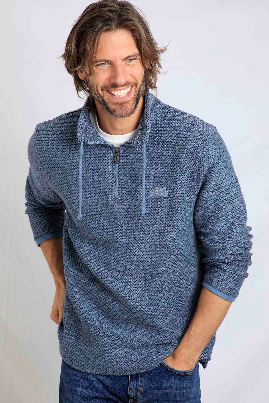 Cruiser Eco 1/4 Zip Macaroni Denim Blue