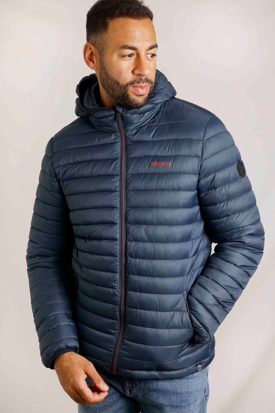 Flete Recycled Lightweight Showerproof Padded Jacket Navy