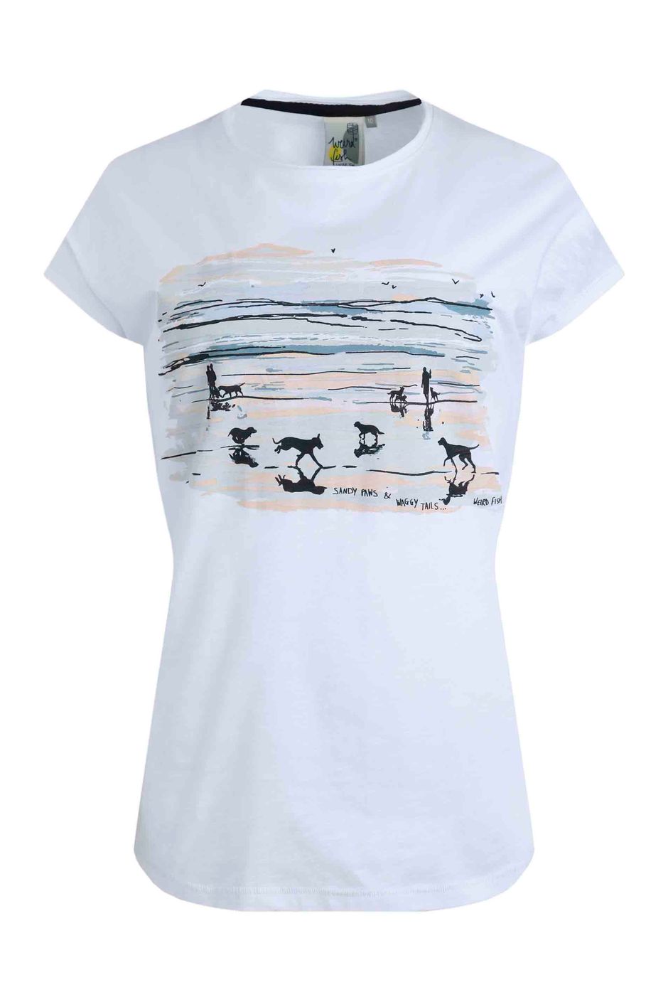 Beach Strolls  Organic Long Sleeve Graphic T-Shirt White
