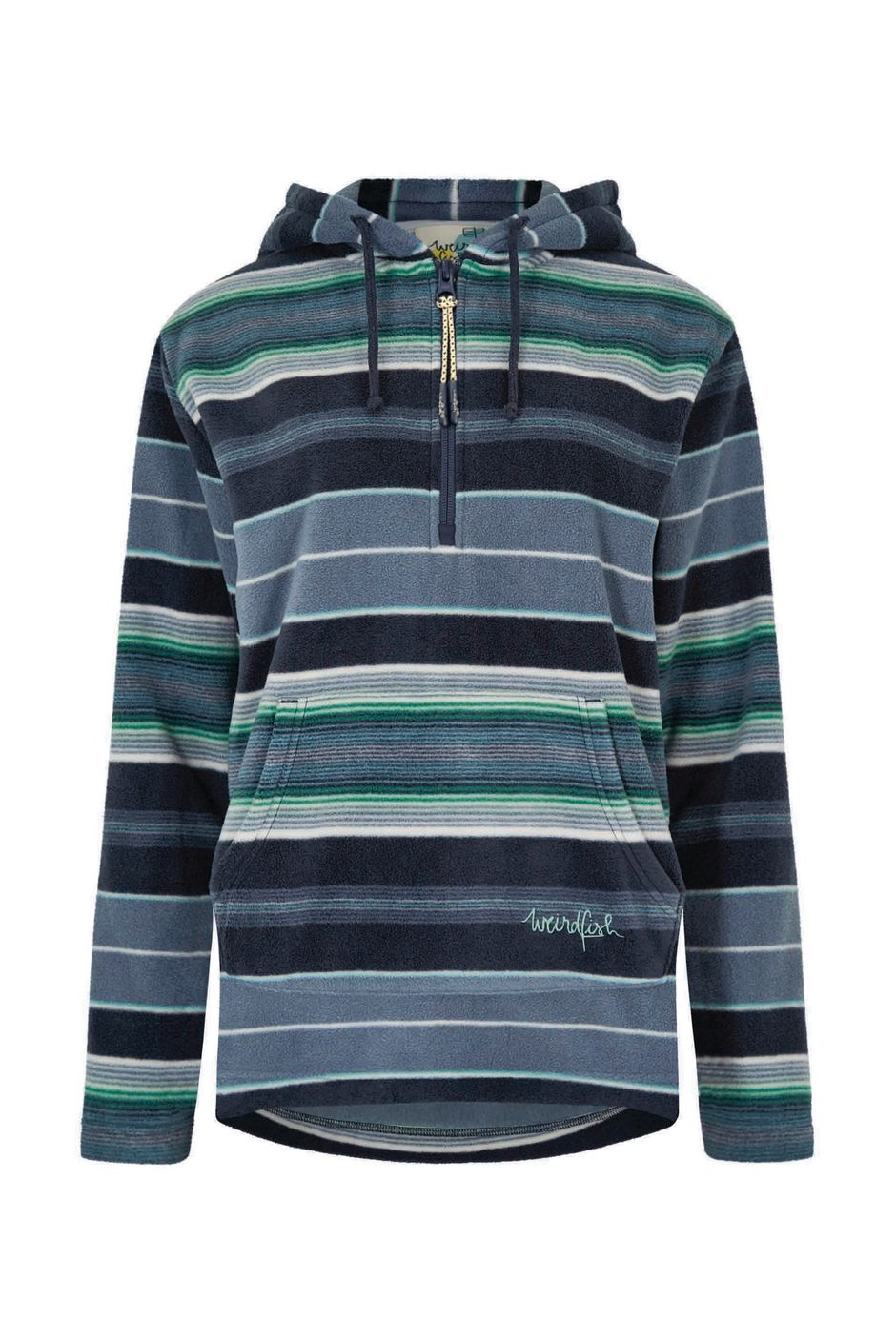 Lana 1/2 Zip Stripe Microfleece Hoodie Navy