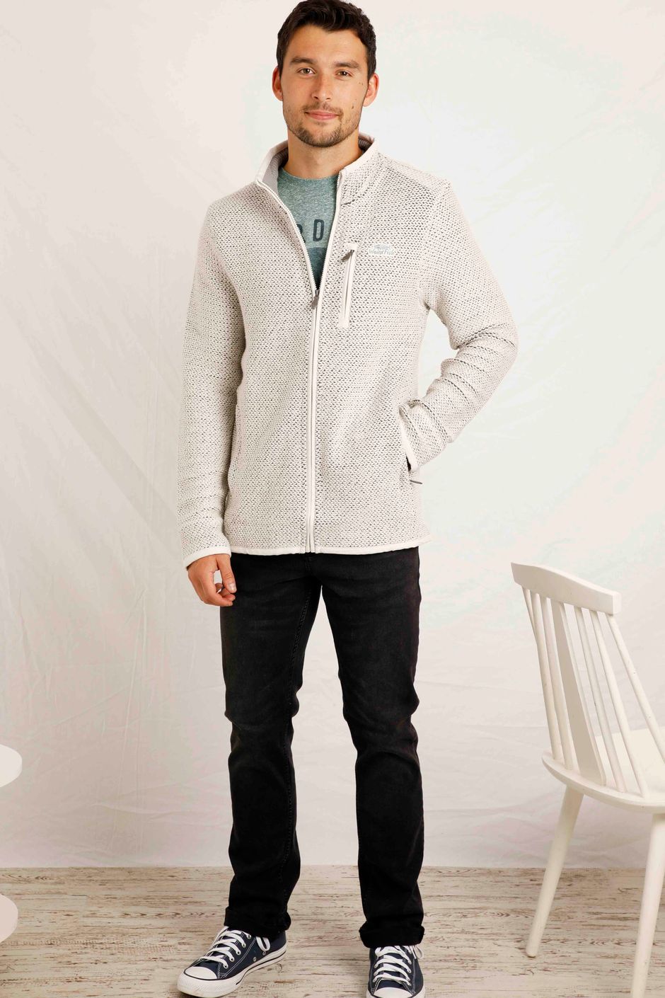 Transom Full Zip Eco Macaroni Sweatshirt Ecru