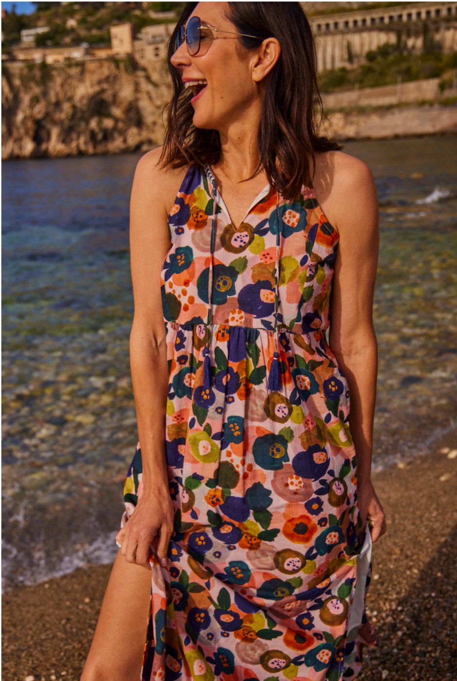 Parma Organic Cheesecloth Printed Maxi Dress Blush