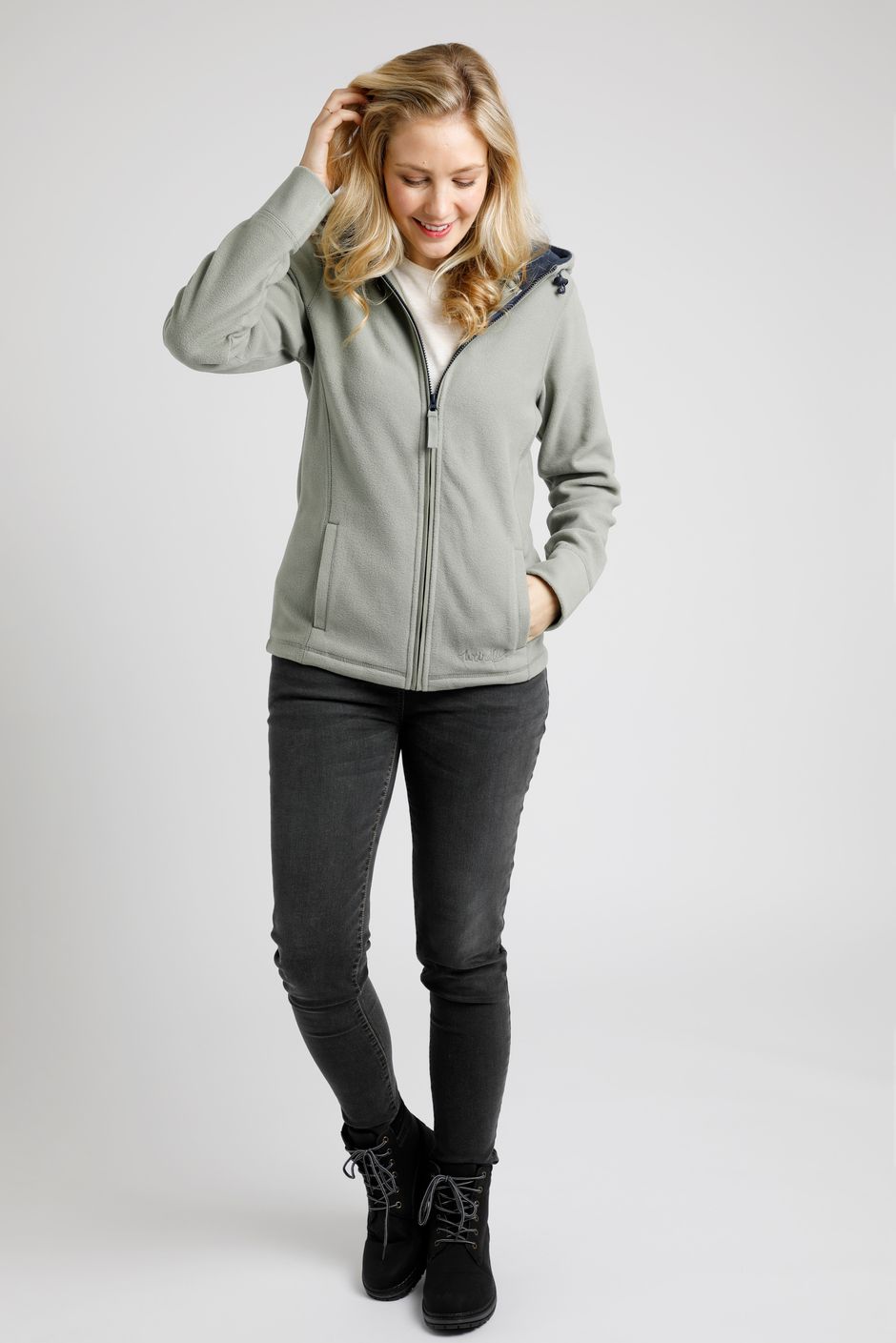Tara Full Zip Fleece Hoodie Sage
