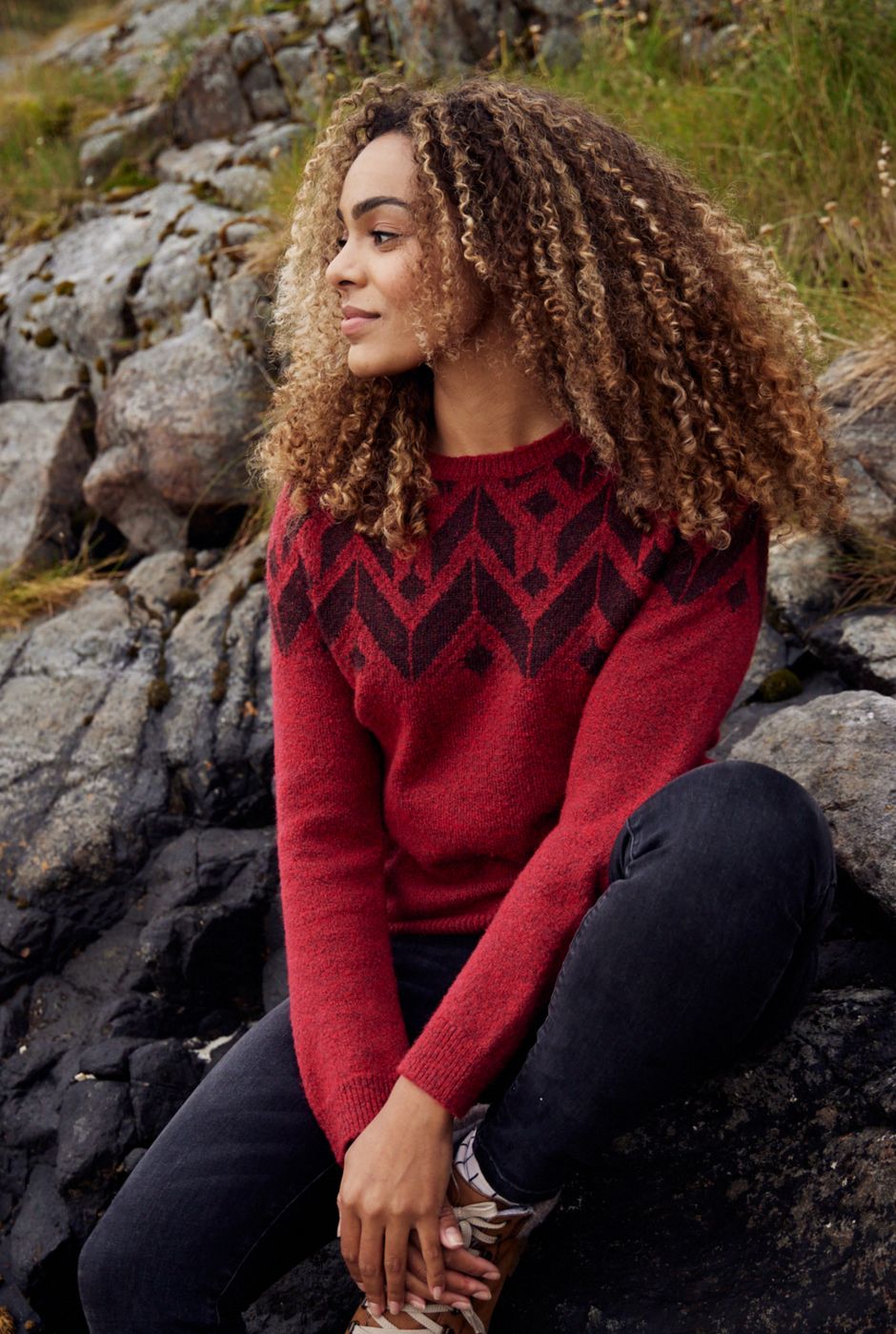 Miska Eco Fairisle Jumper Crimson