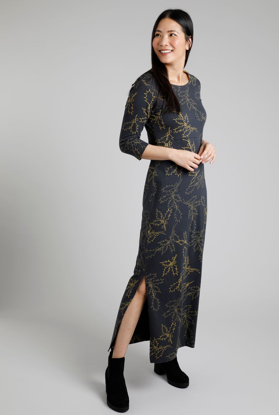 Ramona Organic Cotton Printed Jersey Maxi Dress Twilight