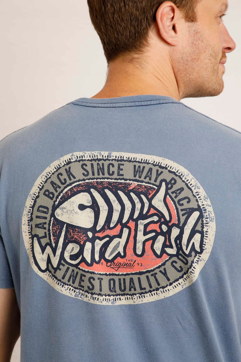 Laid Back Heritage Back Print Graphic T-Shirt Mid Blue