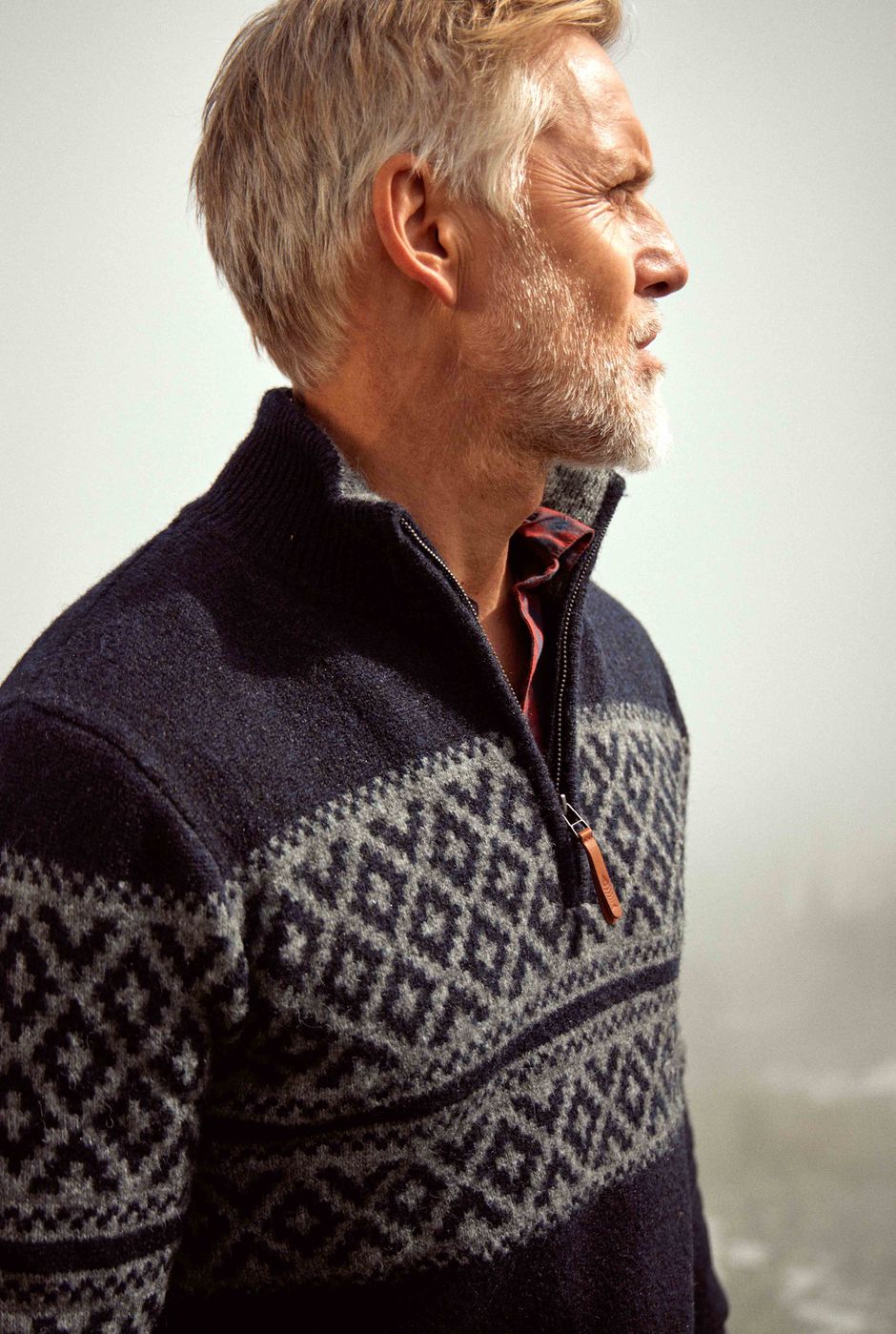 Donny 1/4 Zip Fair Isle Jumper Navy